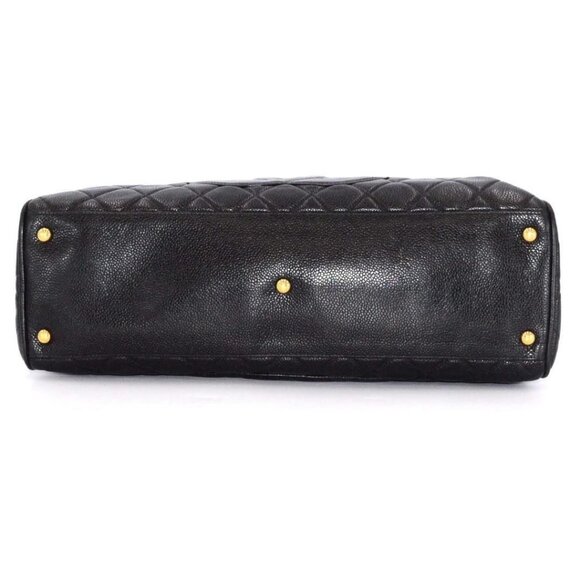 Authentic CHANEL Classic Caviar CC Quilted Large Travel Bowler Duffle Bag Purse - Picture 7 of 13